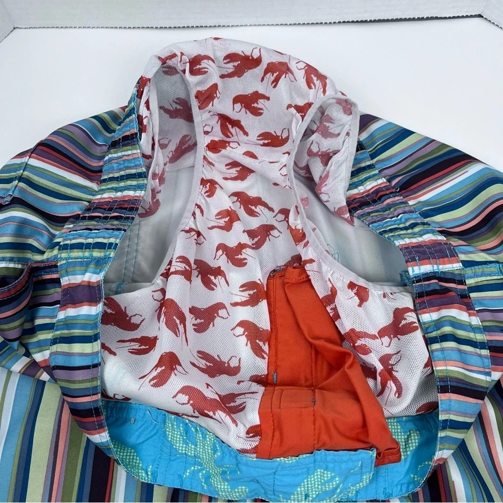 Ted Baker Men's Retro Srtriped Swim Trunks with Mesh Lobster Liner Size 5(XL)